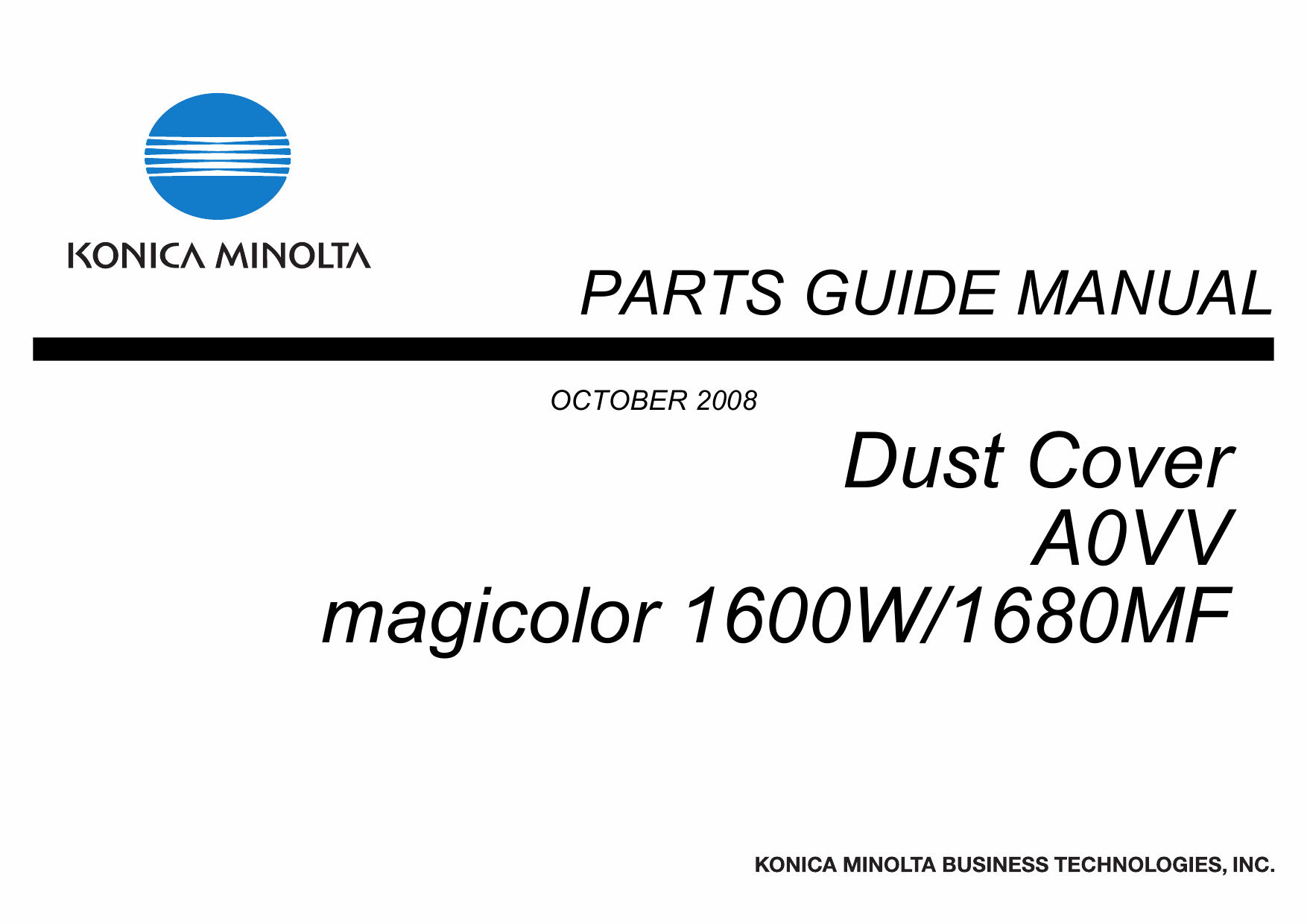 Konica-Minolta magicolor 1600W 1680MF Dust-Cover A0VV Unit Parts Manual-1